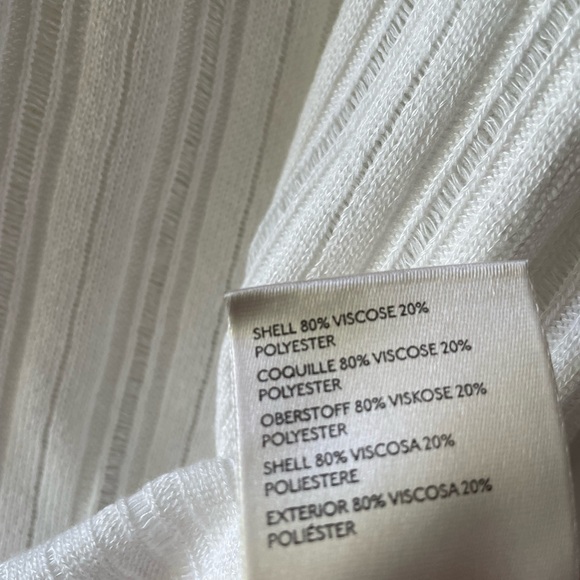 Anthropologie White Long Sleeve Pointelle Boho Cotton Top - Picture 4 of 5